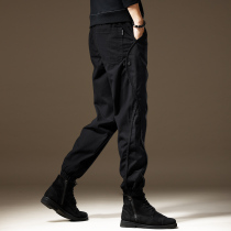 High-end spring casual workers pants male American-style tide black and loose straight tube spring and autumn beam large yard trousers