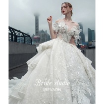 2021 New Princess style big Tailed Main wedding dress bride high end luxury temperament shoulder