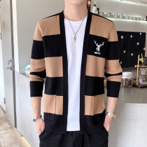  2021 autumn new knitwear cardigan mens sweater jacket trend spring and autumn deer head pattern outer wear clothing mens clothing