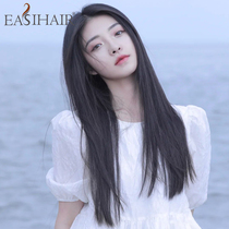 Wig Female summer long hair Real hair Full real hair Middle split front lace long straight hair headgear Full real natural simulation wig