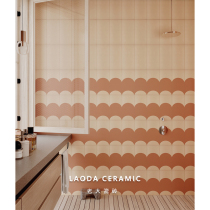  Abject poverty style retro B & B tiles Bathroom balcony floor tiles Kitchen wall tiles Wabi-sabi style restaurant Orange tiles