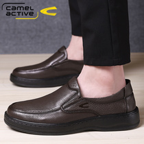 German camel dynamic mens shoes autumn 2021 new leather feet casual leather shoes soft bottom British dad shoes