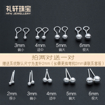 Pure silver ear nail woman raising earthen hole no need to take off new tide ear stick earrings bending hook for a simple raising earthen and earthen