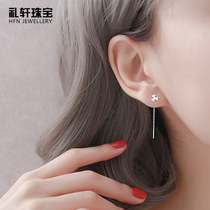 Earrings 2021 New Tide earrings earrings female temperament sterling silver s925 round face thin ear chain Lucky earrings short