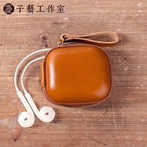 Sub-art] genuine leather wireless headphone housing bag charger headlayer cow leather shockproof multipurpose all-in-one protection box