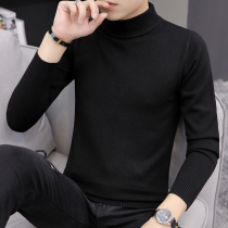 Autumn and winter semi-turtleneck sweater mens slim solid color wild wild knit base shirt middle collar thread suit inner collar dress tide