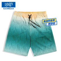 Mens quick-drying beach pants loose gradient swimming trend shorts seaside holiday anti-splashing elastic five-point swimming pants