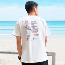 Summer seaside vacation T-shirt mens loose large size sports leisure beach sweater round neck tide brand printed short sleeve