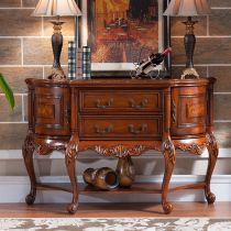 Solid wood entrance cabinet Corridor entrance room Hall cabinet American retro old-fashioned semi-circular table Living room wall entrance table