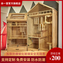 Cat cage villa solid wood luxury three-layer cat cabinet glass household cat house cat house cat room apartment with toilet can be customized