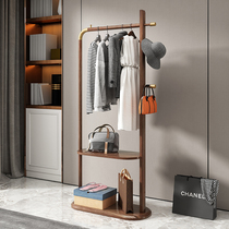 Hanging floor bedroom New Chinese light luxury all solid wood coat rack simple modern room clothes rack