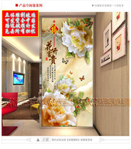 New modern 3d art glass custom entrance screen shoe cabinet partition craft glass decorative background wall Peony