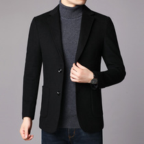 Mens wool small suit mens woolen coat two buckles business casual suits spring and autumn slim thick top