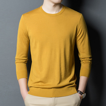 2021 spring autumn round neck sweater long sleeve mens thin sweater no sense pure wool sweater mens interior base shirt