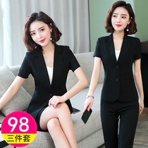 Professional suit Womens summer formal temperament Manager interview suit skirt Hotel front desk frock Short-sleeved overalls