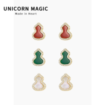 Classic gourd small ear nail superior sensation 925 pure silver needle red earrings with small and delicate temperament earrings autumn and winter