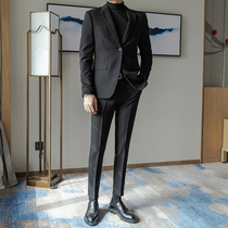  Suit mens suit Korean slim-fit handsome British style business formal mens casual suit Wedding groom dress
