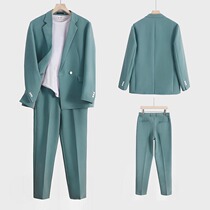 Autumn popular light cooked small suit mens trend loose fried street handsome two ruffian handsome Korean style casual suit jacket