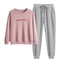 Gushed Thickened Necropolis Women Suit Minus Age Large Code Letters Casual Sports Two Sets Loose Pants Autumn Winter Tide