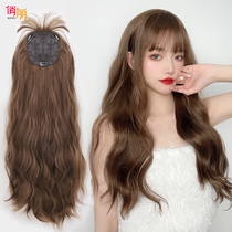 Wig female long hair full head cover type 3d head hair replacement natural net red long curly hair Water ripple simulation hair wig film