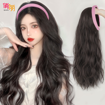 Wig Female long hair Detachable U-shaped wig Half headgear Hair band simulation human hair natural long curly hair full headgear