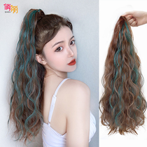 Ponytail wig female summer simulation hair highlight long curly hair natural net red clip-on big wave fashion high ponytail