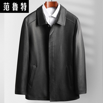 Henning Genuine Leather Men Short soft leather clothing Male jacket Head layer Bull Leather Plume Liner Business Casual Cow Leather Jacket