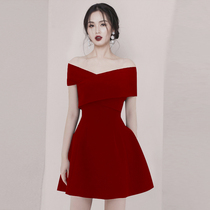 Small dress skirt can usually wear 2021 new summer birthday red evening dress female banquet temperament back to the door