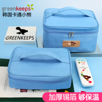 Flat lunch box bag Hand bag heat preservation childrens lunch bag large waterproof belt rice bag rectangular student dinner bag