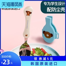 Korean spoon Childrens fork Spoon one baby portable tableware Student spoon fork 304 stainless steel fork one