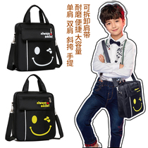 Primary school Korean cartoon shoulder bag handbag portable waterproof Art bag men and women children canvas tonic bag tide