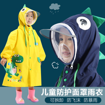 Childrens raincoat suit with school bag position boy girl child middle school boy child middle child protective face mask rain cape