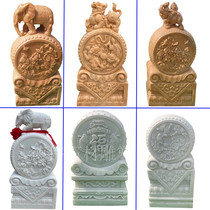 Stone carving night Xia red drum a pair of door pier Blue Lion Han Baiyu Elephant villa door natural stone fittings