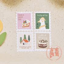 ins wind hand painted cartoon cute stickers green group decoration stickers baking cake cookies Cookies Closure Stickers