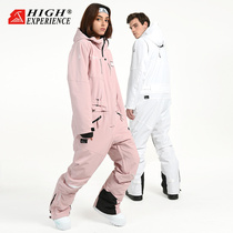High 21 new veneer conjoined ski suit men's and women's waterproof cotton ski suit ski pants small tide brand