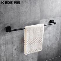 Punch-free black stainless steel towel hanging toilet towel rack bathroom towel bar single rod hanging bar towel rack