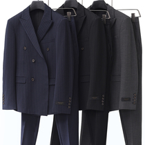 Suit suit suit mens light luxury new business dress two-piece British trend striped small suit professional dress
