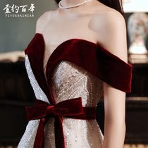 Evening dress female 2021 New temperament toast high-end atmosphere celebrity banquet elegant spring and autumn dress shoulder