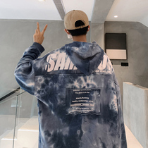 Tie-dyed sweater mens fashion brand ins spring and autumn boys  coats trend loose and wild 2021 new autumn clothes