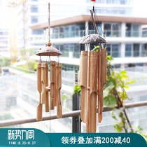  Japanese-style creative wind chimes handmade bamboo tube small wind chimes hanging pastoral natural bamboo teahouse pendant retro style decoration