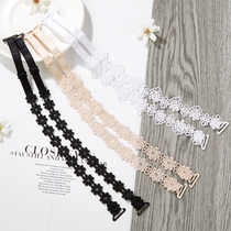 Transparent shoulder strap invisible underwear with lace flower incognito word shoulder double shoulder bra non-slip artifact 2021 new