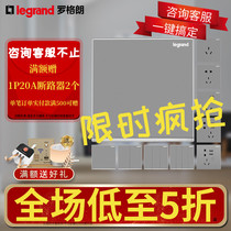 Rogrand switch socket panel official flagship store Yijing Big Board deep sand silver 5 five-hole household tcl socket