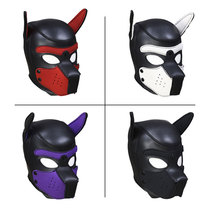 SM Men and women Dog slaves leather dog head cover mask detachable feeding play performance mask passion torture equipment