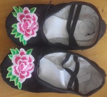Factory direct white black red Magpie dance shoes peony embroidered shoes soft bottom young practice cat claw shoes
