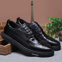 Leather shoes Brock mens shoes European station autumn British Leather high-end leisure business lace-up Leather shoes