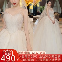 Tail chest master wedding dress 2021 new bride 2020 light out door yarn female simple small man French big tailing tail
