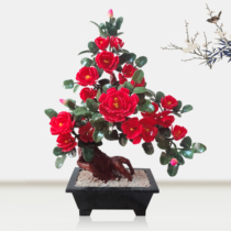 Natural bonsai jade crafts creative carving bonsai Jade living room flower tree high-end big coffee table ornaments
