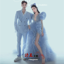 2021 New Photo Studio Korean bubble sleeve front short back long cake skirt wedding couple theme photo costume