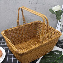 Handbasket supermarket shopping basket rattan-like outdoor large picnic handbasket home shopping basket cleaning tool basket