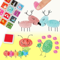 Childrens disc color combination stamp pad washable kindergarten finger painting paste diy graffiti finger painting pigment
